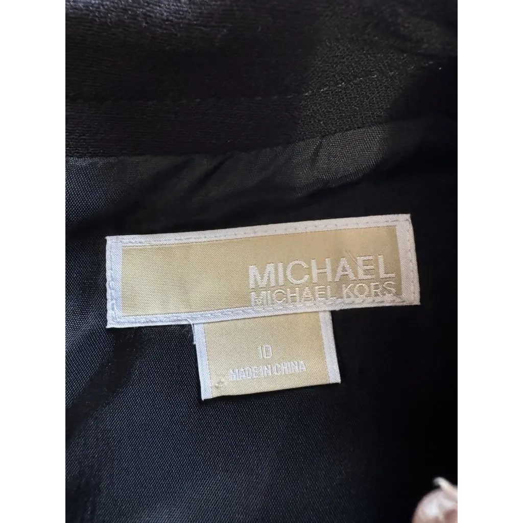 Michael Kors Women Size 10 Zip Black Sleeveless Dress Big Buttons Lined Classic - Image 3