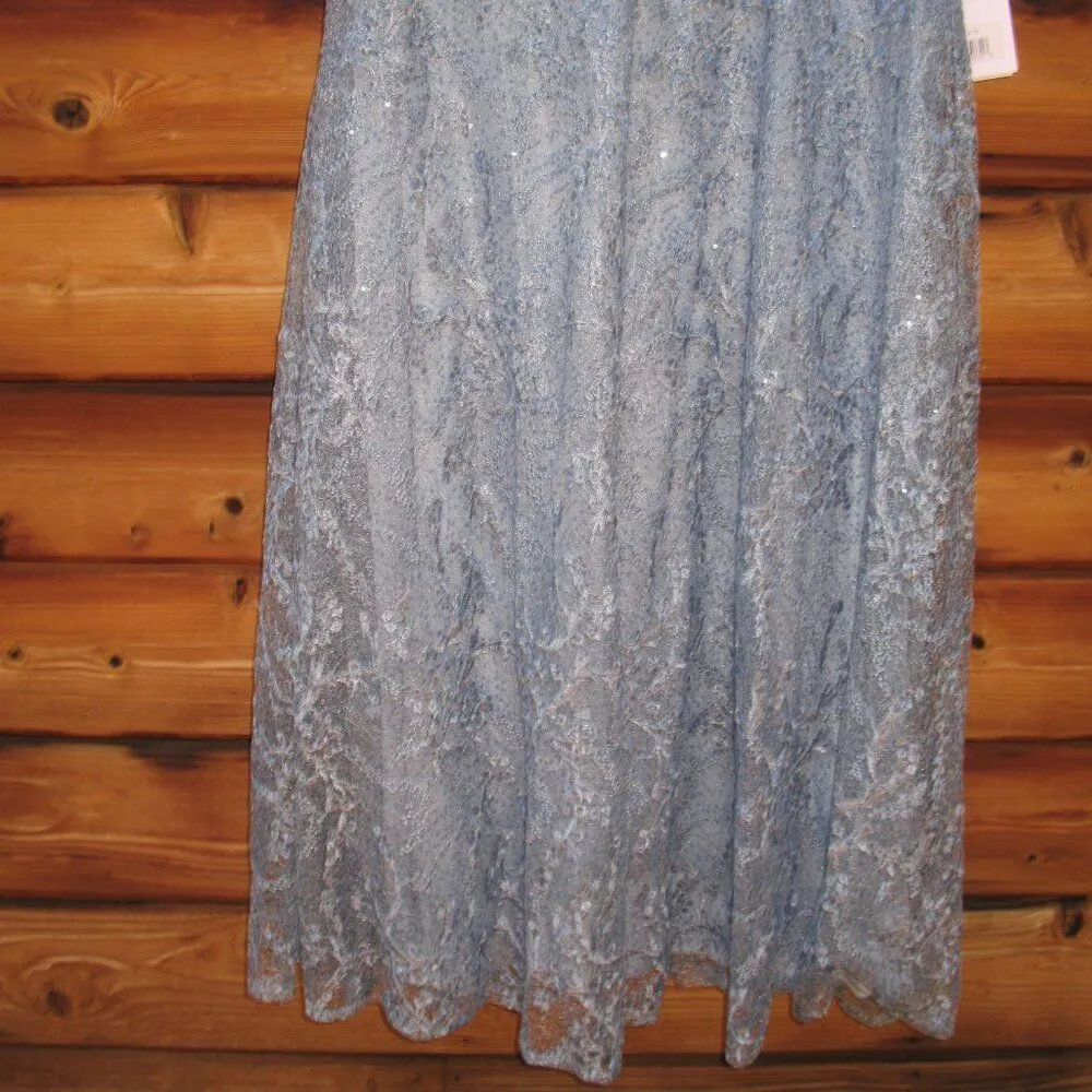 MAC DUGGAL  79430 Womens Blue Embroidered Cap Sleeve A Line Gown - Image 10