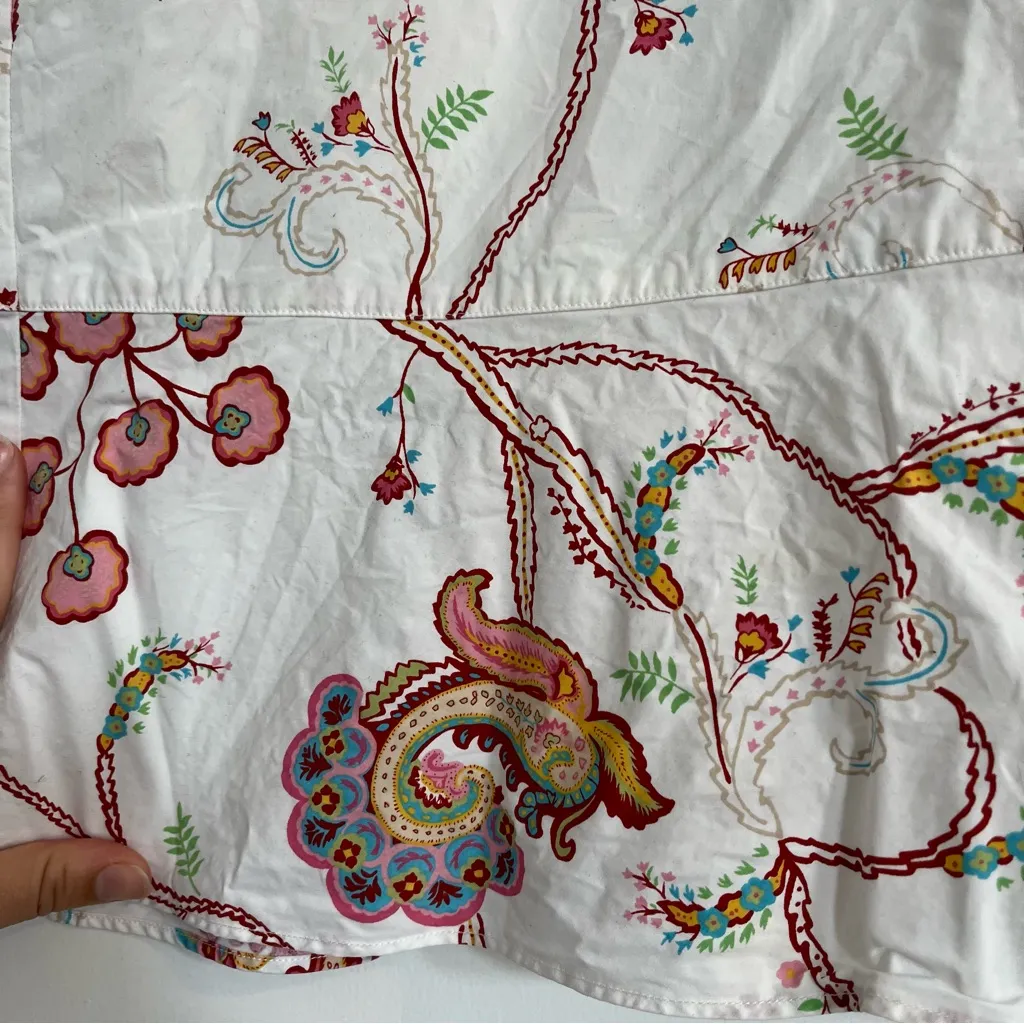 Y2K Tommy Hilfiger white colorful paisley floral mini skirt ruffle size 16 - Image 3