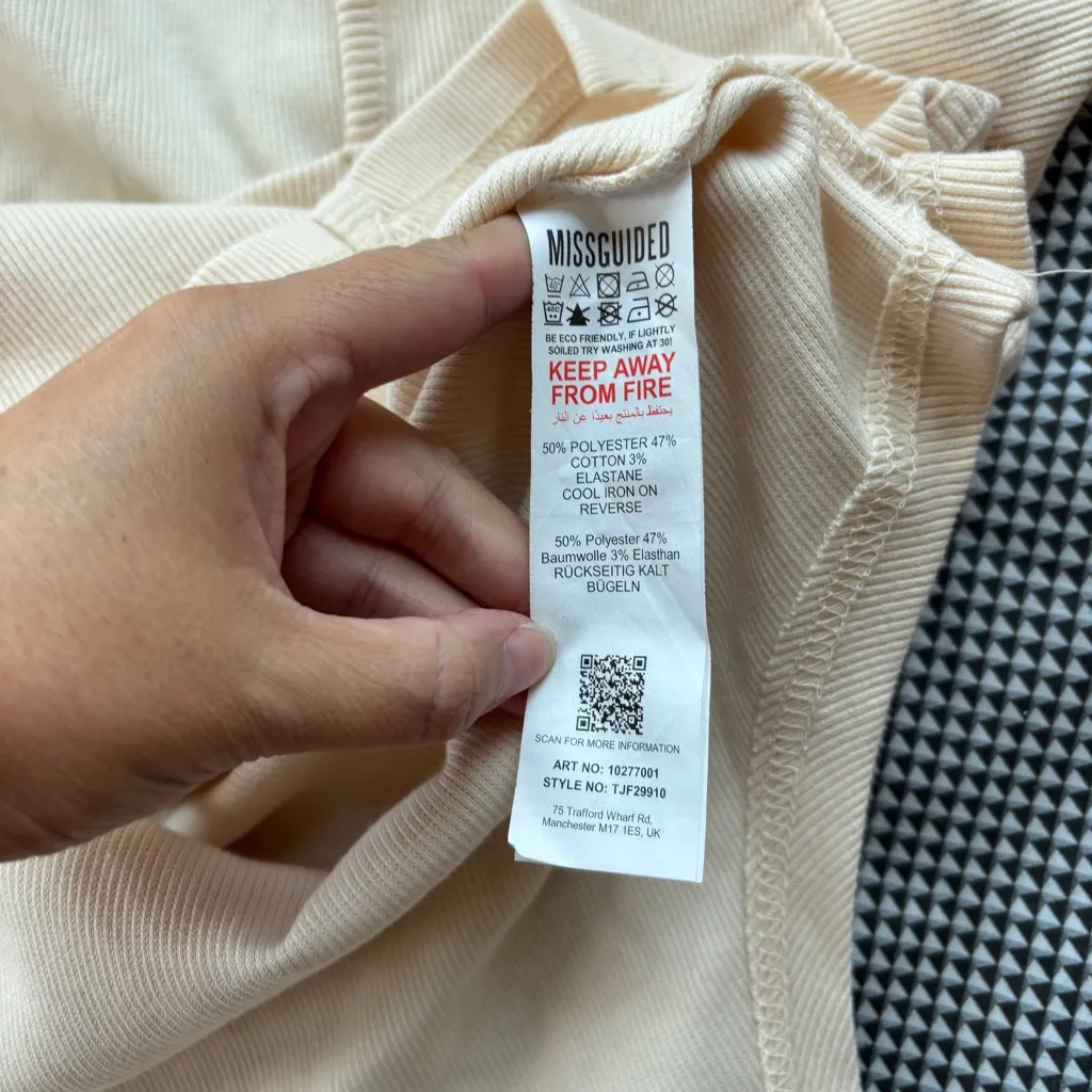 Solid Cream Long Sleeve Ribbed Corset Milkmaid Cut Out Top - Image 3