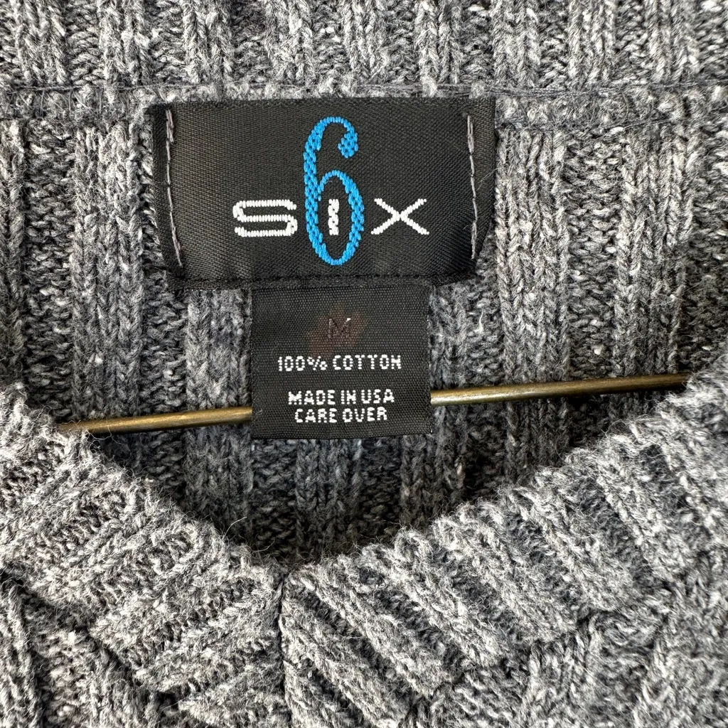 Y2K Vintage Six 6ix Grey Striped Ribbed V - Image 3