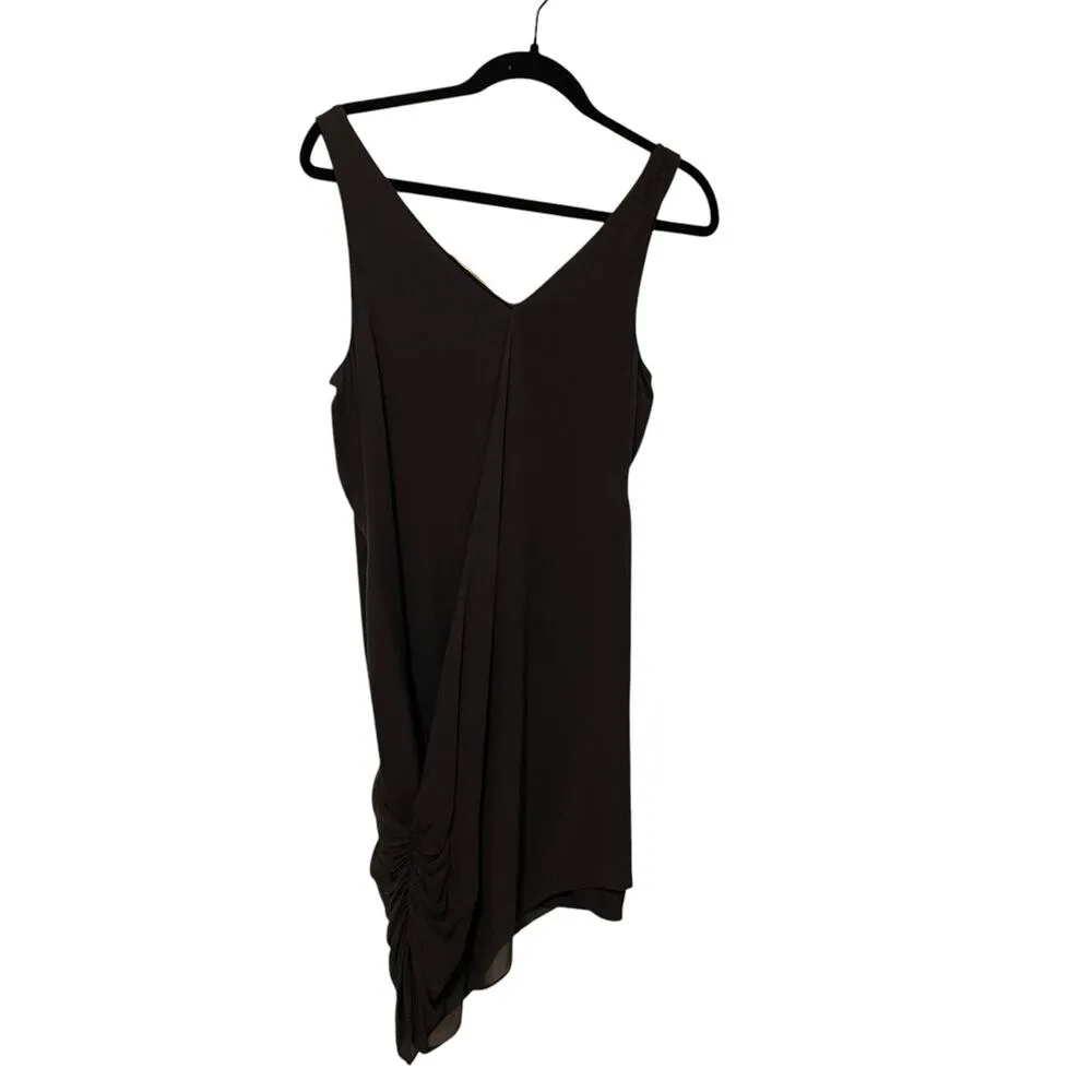 Alice + Olivia 100% Silk Brown Black Mini Dress Style C908954216 Size Large - Image 4