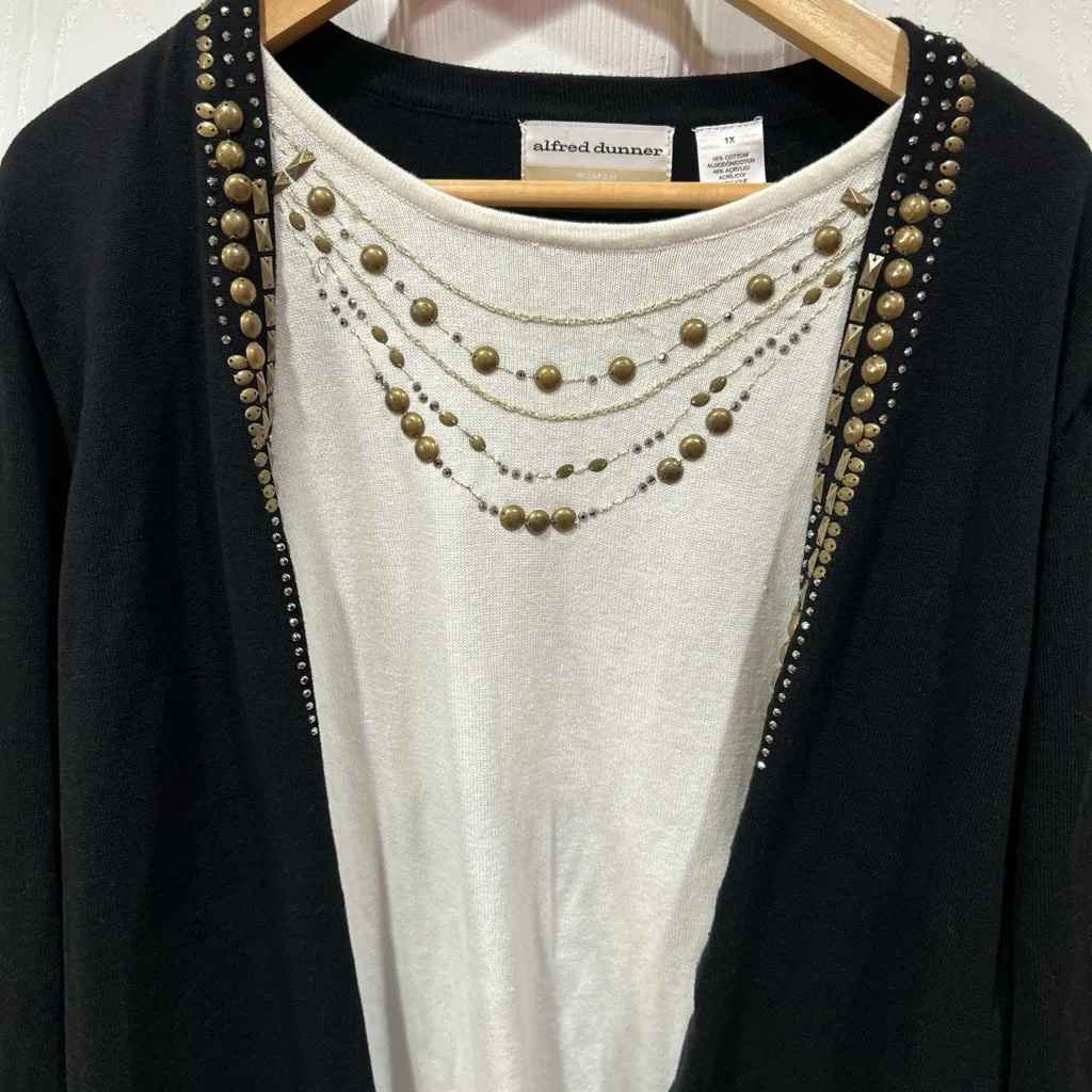 Alfred Dunner 2-Piece Look Top – Shirt & Cardigan Duo – Size 1X - Image 2