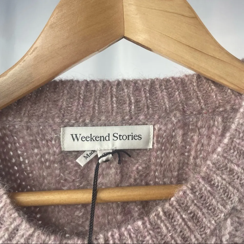 NWT Weekend Stories Alpaca Blend Antonia Cable Crew Neck Pullover in Blush Pink Size L - Image 8