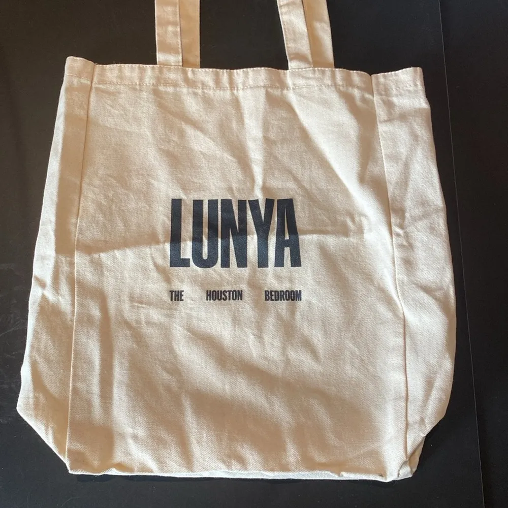 Lunya Canvas Tote “Houston, We Heard You’re Good In Bed” Bag Black - Image 3
