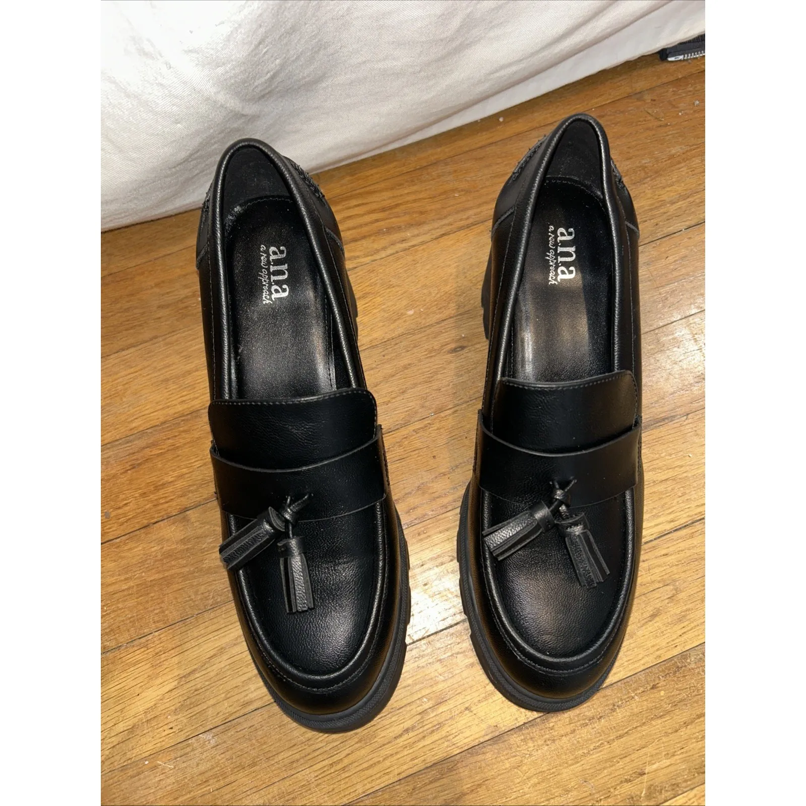 Chunky Heel Loafers Black y2k 9.5 A.N.A. Penny Goth Whimsigoth‎ Academia Witchy - Image 2