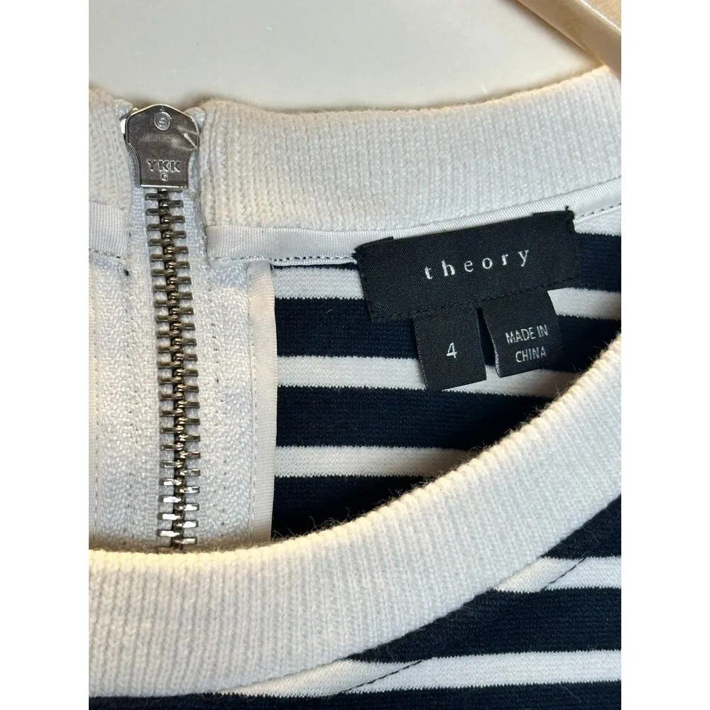 Theory  Women's D1124601 Size 4 Blue White Bimini Zamion Dress Striped EUC - Image 5