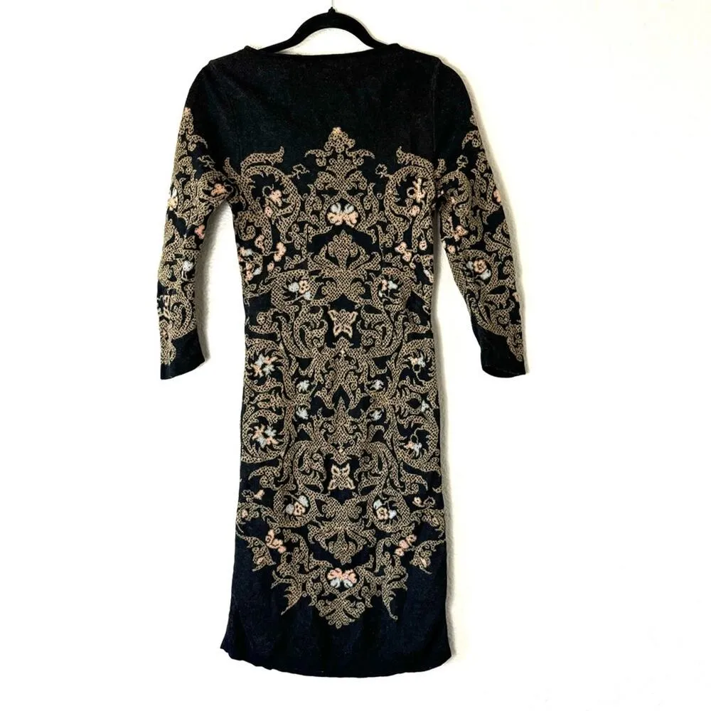 Peruvian Connection Filigree Pima Cotton Fitted Sheath Sweater Dress Size Small - Image 3