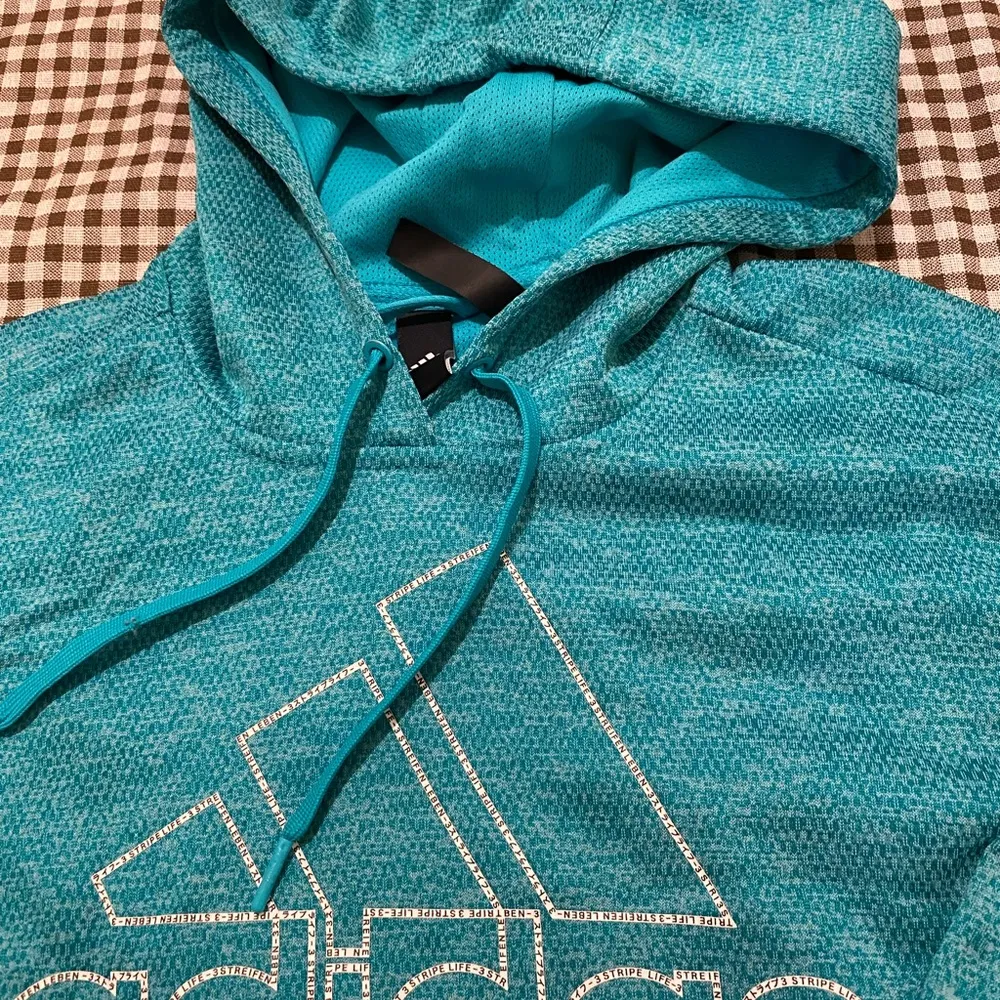 ADIDAS Turquoise Climawarm 3-Stripe Hoodie - Image 2
