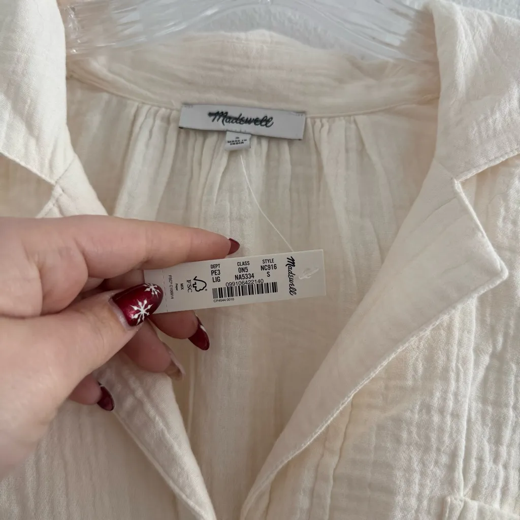 Madewell Lightestspun Cover-Up Maxi Shirtdress in Lighthouse Size: S, NWT - Image 4