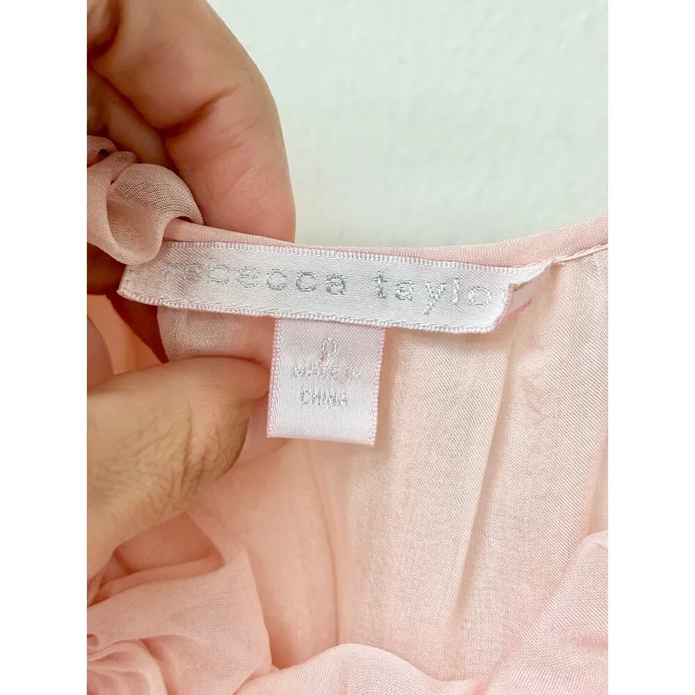 Rebecca Taylor 100% Silk Sleeveless Floral Mini Dress Light Pink Women's Size 0 - Image 3