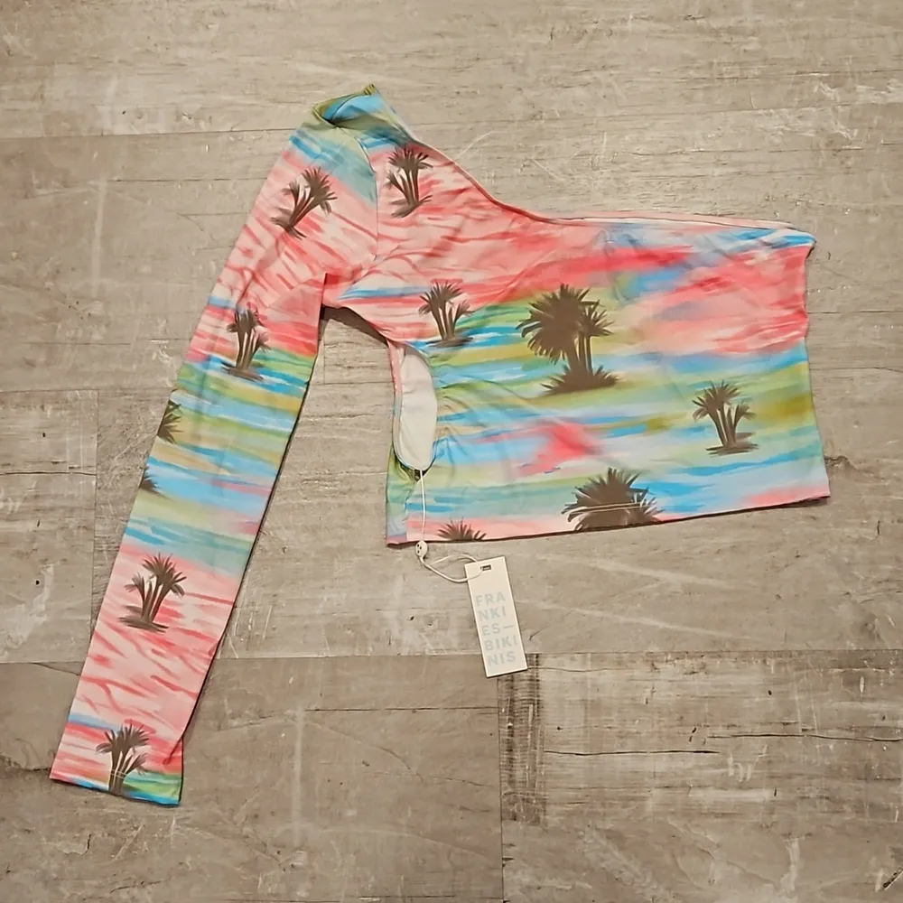💕FRANKIES BIKINIS💕 Tina One Shoulder Bikini Top ~ Palmz Print Large L NWT - Image 7