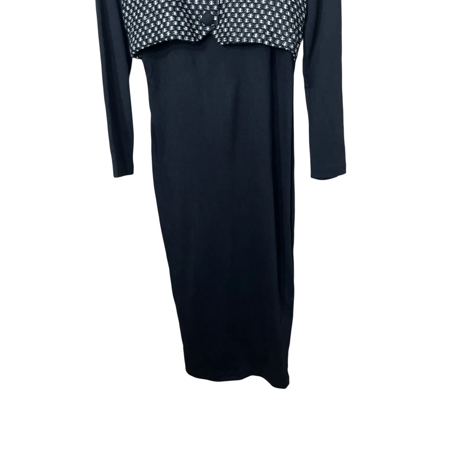 All That Jazz‎ Dress Black Long Sleeve Maxi Party Career Vintage 90s Houndstooth - Image 3