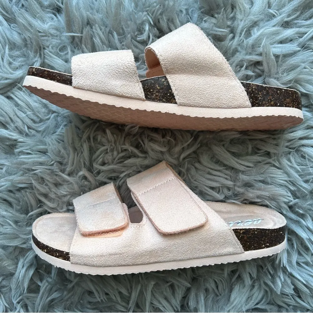 New Aerie peachy pink double strap slip on slide sandals women’s shoe size 8 - Image 3