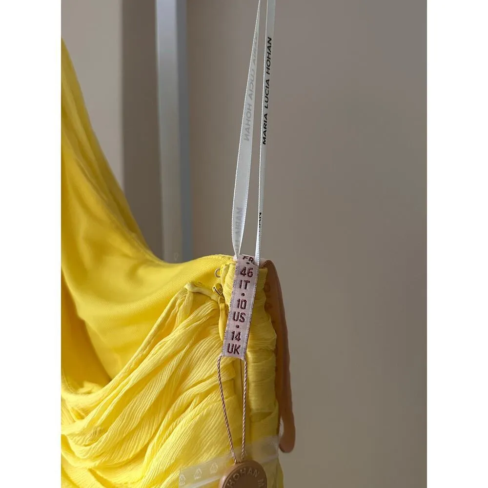 NEW NWT Maria Lucia Hohan Silk Crepon Gown Yellow size 10 - Image 7