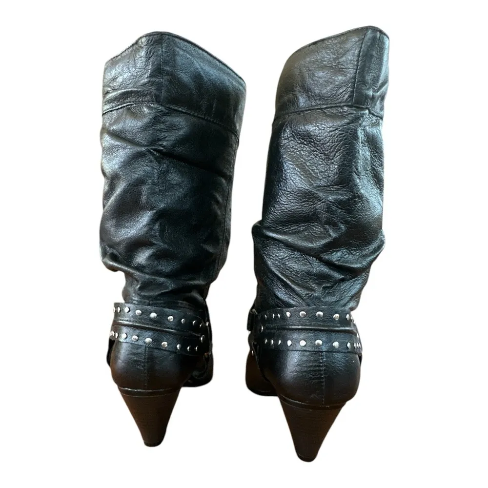 Dingo  Black Leather Studded Women's Boots size 8M - Image 4