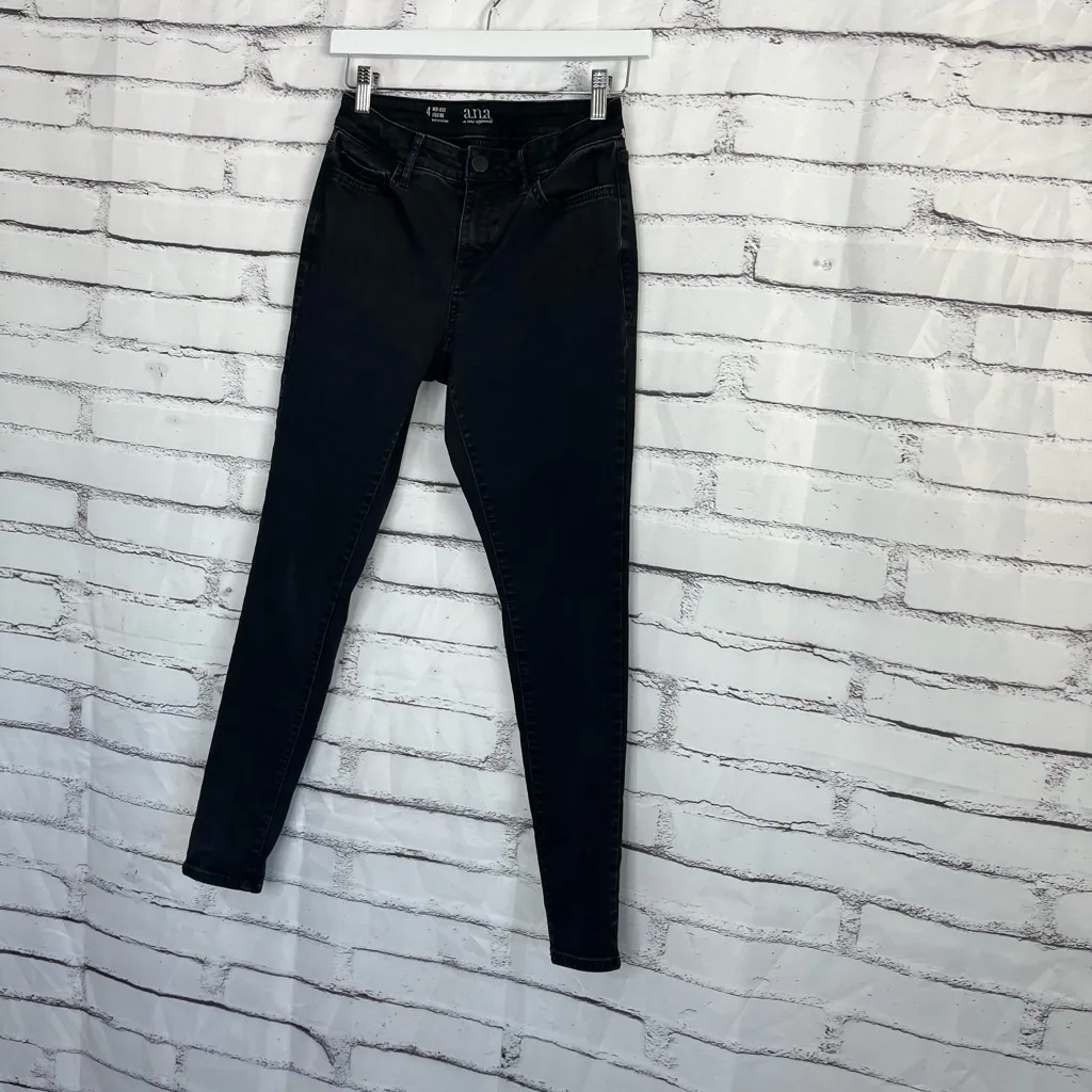 a.n.a Stretch Jegging Jeans Mid Rise Black Classic Skinny Fit Women’s 4 Denim - Image 8