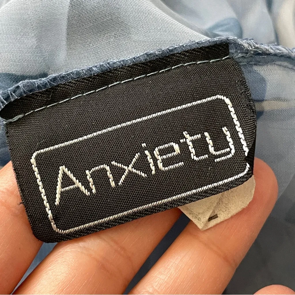 Vintage Sheer Shirt floral button up womens Blue (large) y2k feminine retro - Image 2