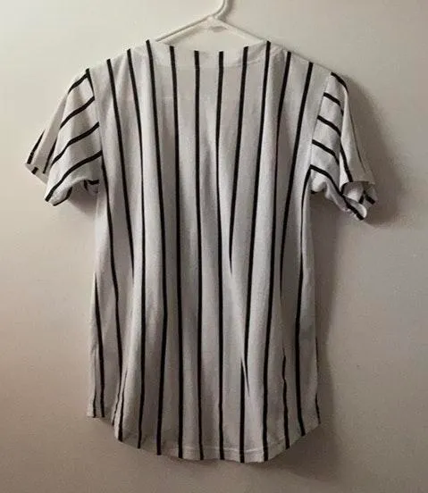 Tumblr Style Striped Baseball Shirt White Size 14 - Image 2