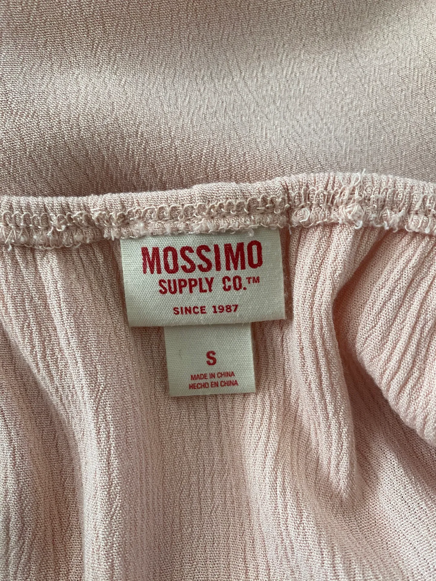 Mossimo Supply Women’s Light Pink Peasant Blouse Sz Small  - Image 7