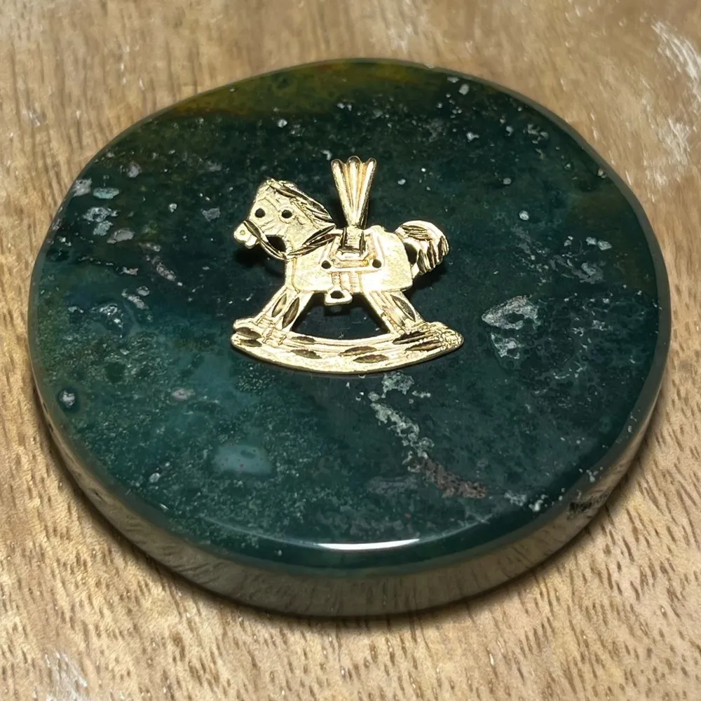 14K Solid Yellow Gold Small Toy Rocking Horse Charm Pendant - Image 3