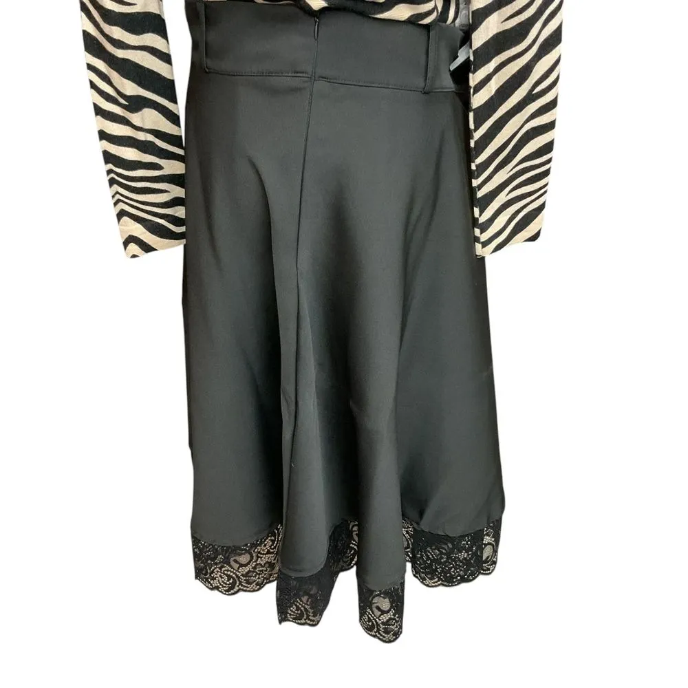 SHEIN Women's Plus Size‎ 2XL Trends Contrast Lace Flare Skirt Black - Image 3