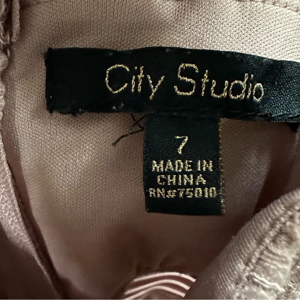 City Studio Lace Overlay Sleeveless Fit Flare Dusty Rose Mini Dress Juniors 7 Pink Size undefined - Image 7