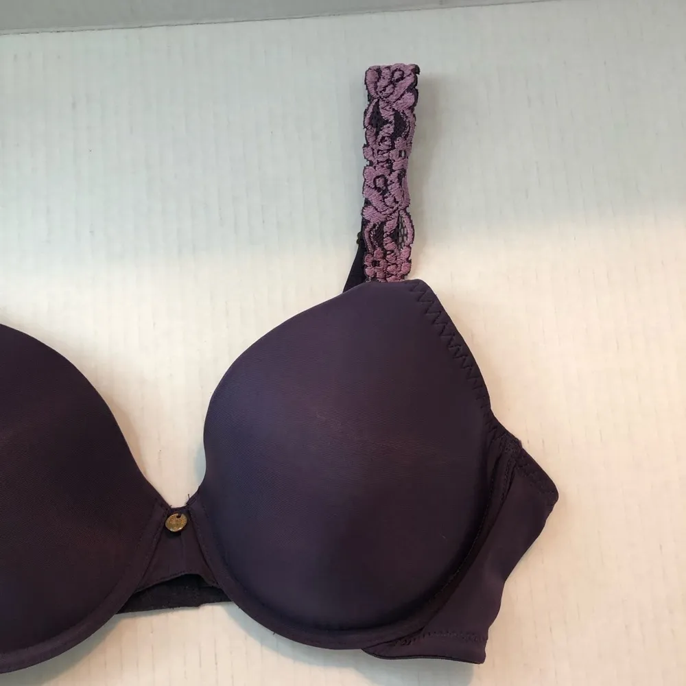 Natori Bra Lace Body Underwire Bra in Purple Sz 34C GUC Lace Floral Straps - Image 4