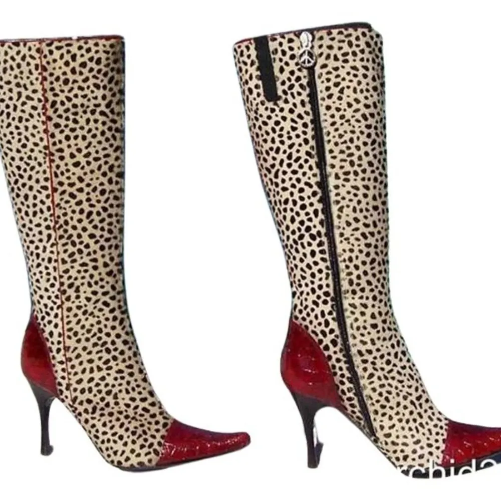 Donald Pliner Black Cream Red Gator Leather Boot Shoe New 6 Hair Calf NWT $795 - Image 4