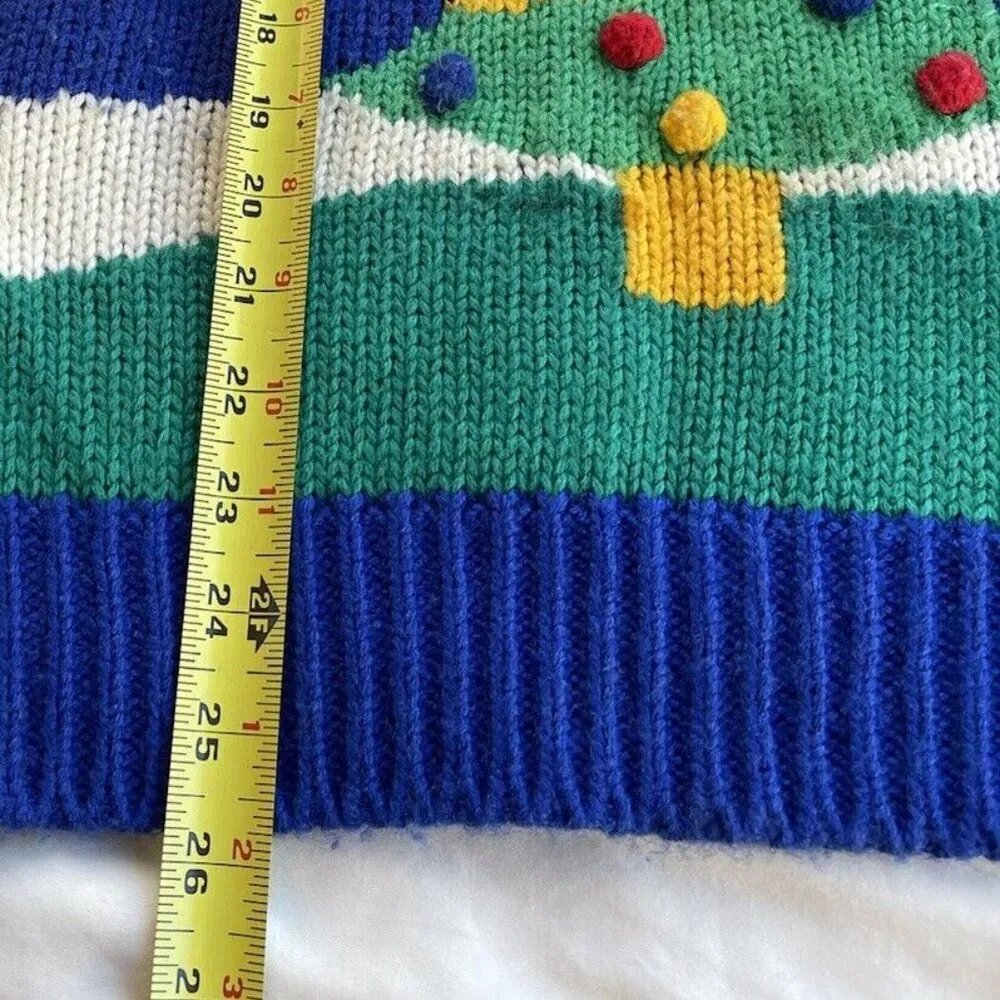 Vintage Adell Barre 80s Ugly Christmas Celebrate Sweater Acrylic Womens S RARE Green - Image 8