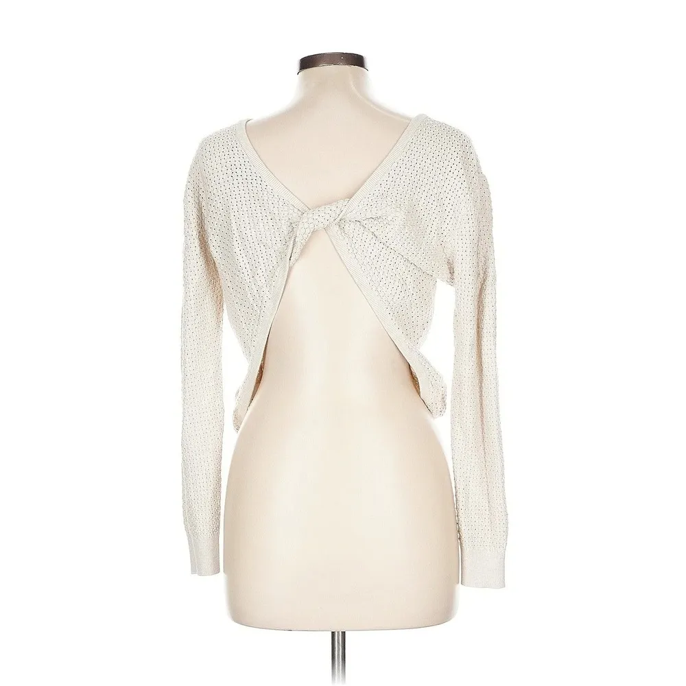Hudson Jeans Pullover Sweater Open Back Tie Detail Ivory Knit Size L - Image 3