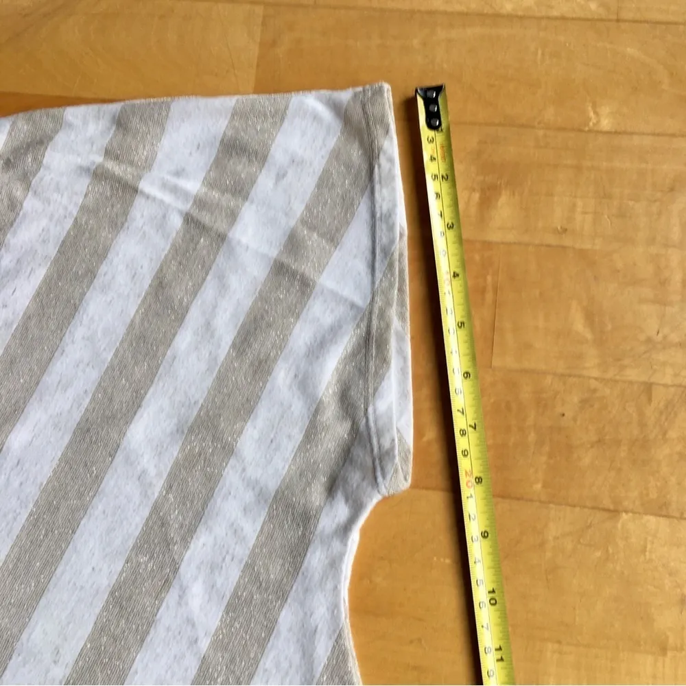 Chico’s Chevron Metallic Stripe V-Neck Tee, Gold, Cream, Size 3 (XL/16) - Image 13