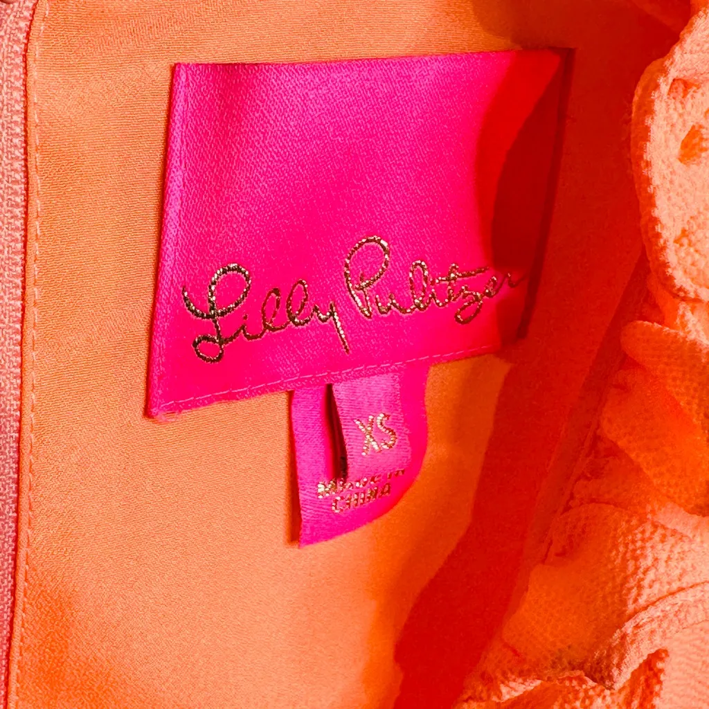 Lilly Pulitzer Jazzy Tangelo Orange Tiered Ruffle Crepe Dress Size XS - Image 10