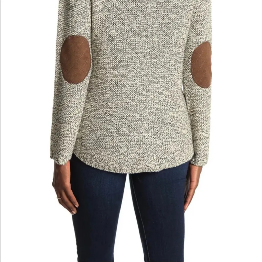 NWT Nordstrom RDI V-Neck Faux Suede Elbow Patch Knit Gray Sweater - Size: XL - Image 11