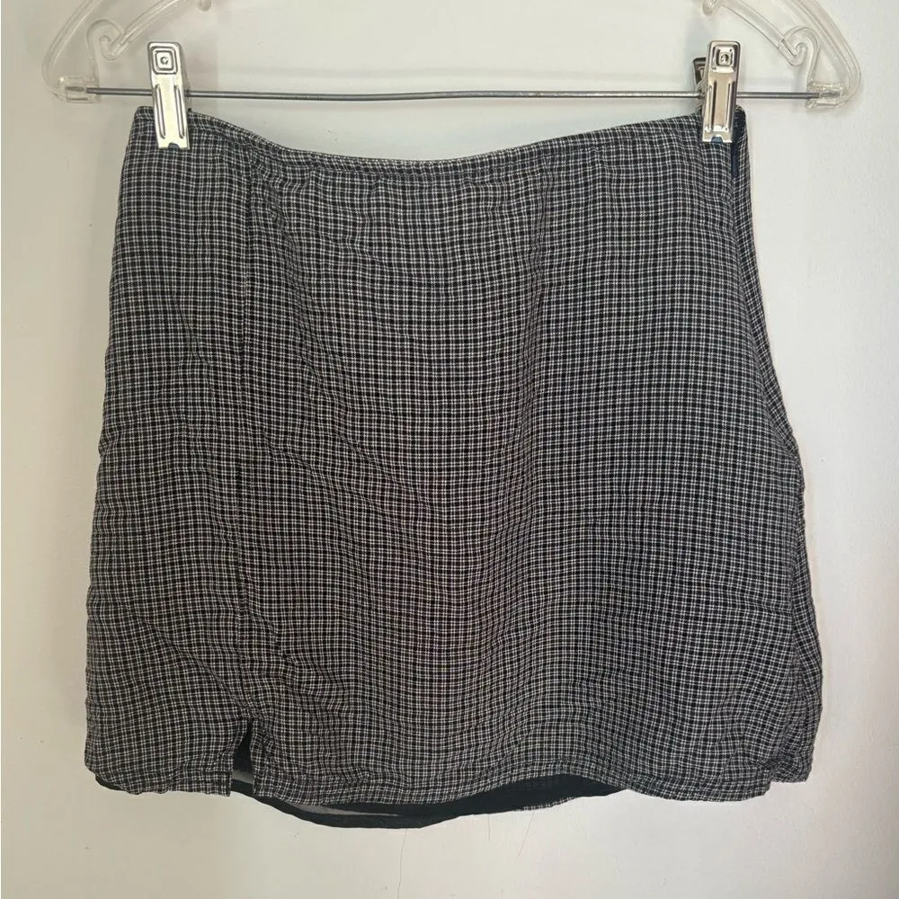 American Eagle black and white tiny plaid  gingham mini skirt size  XS - Image 8