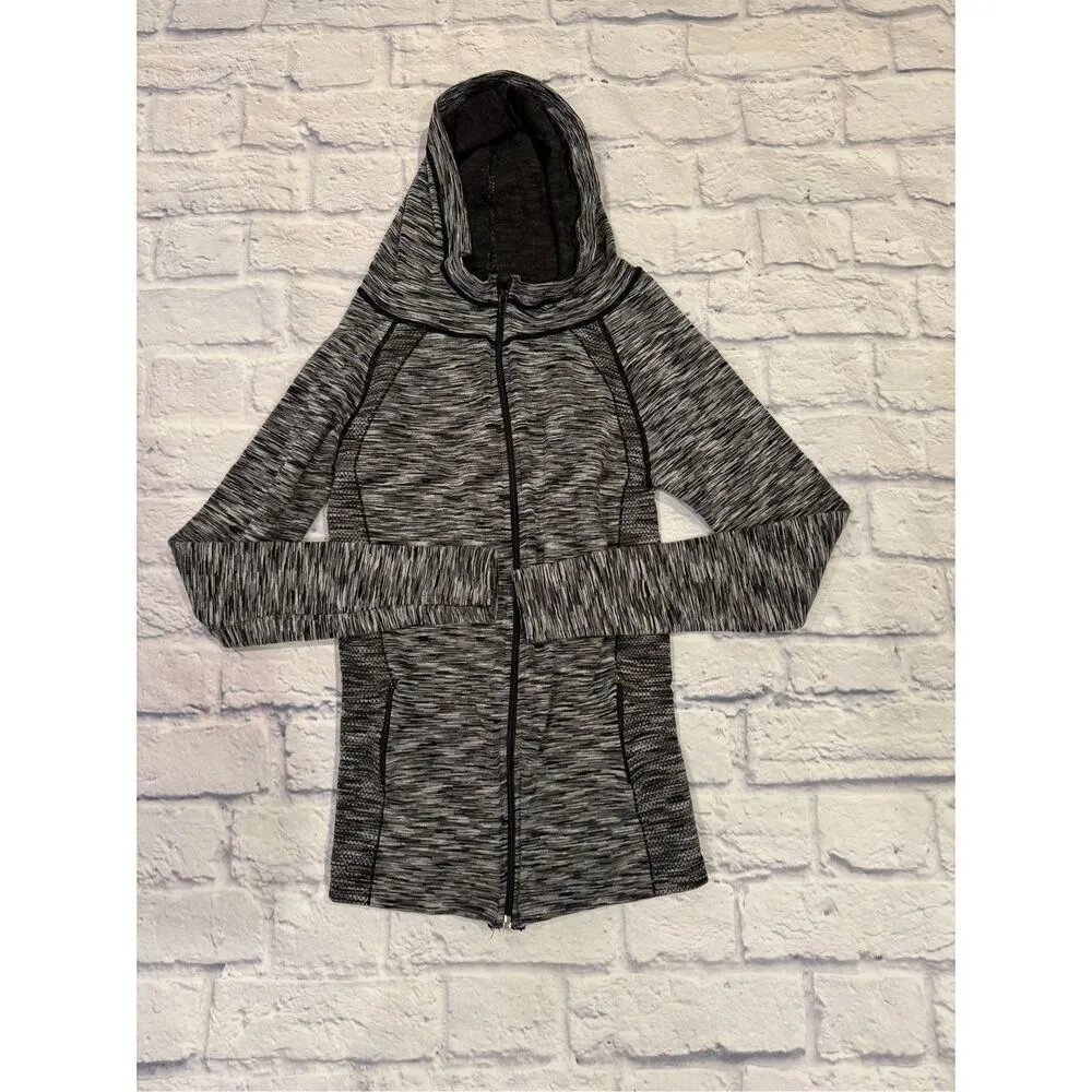 IAB MFG Hooded Contour Full Zip Jacket in Heather Black/White Size Medium Black - Image 4