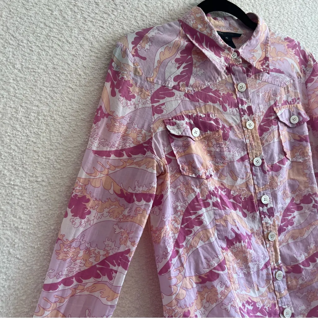 Marc Jacobs Women’s‎ Shirt Pink Button Down Plant Print Size 10 - Image 6