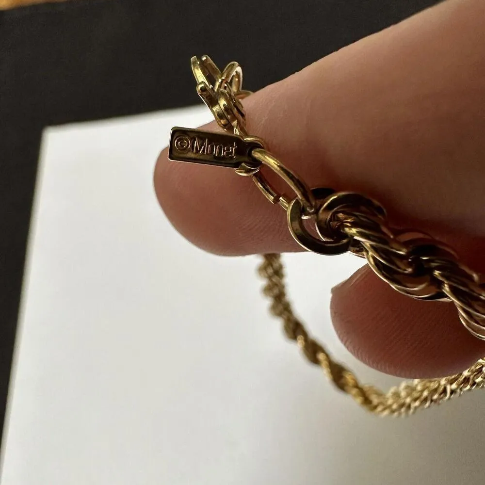 Women’s Vintage Signed Monet Gold Tone Chain Bracelet 7 1/4 Inch - Image 4