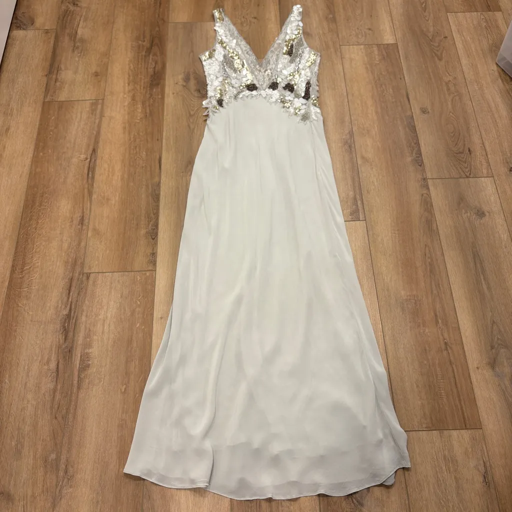 NWT 🌟ZARA🌟 LIMITED EDITION BEADED SLIP GOWN DRESS SILVER SZ M - Image 8