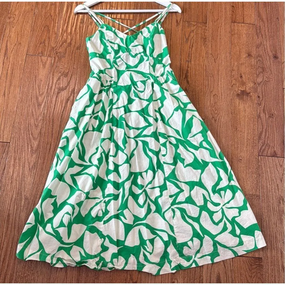 A New Day green floral cross back in pocket midi dress small - Image 12