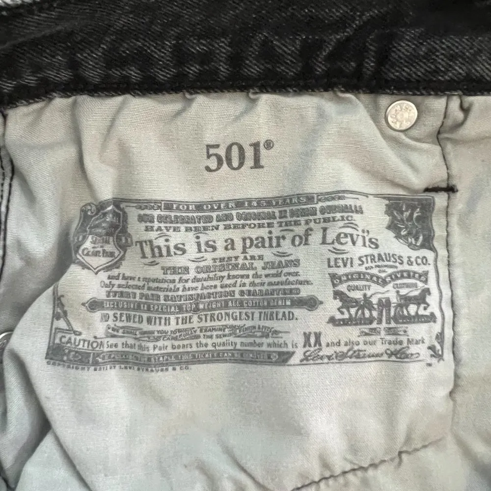 Levi's 501 Black Destroyed Frayed Denim Shorts - Image 11