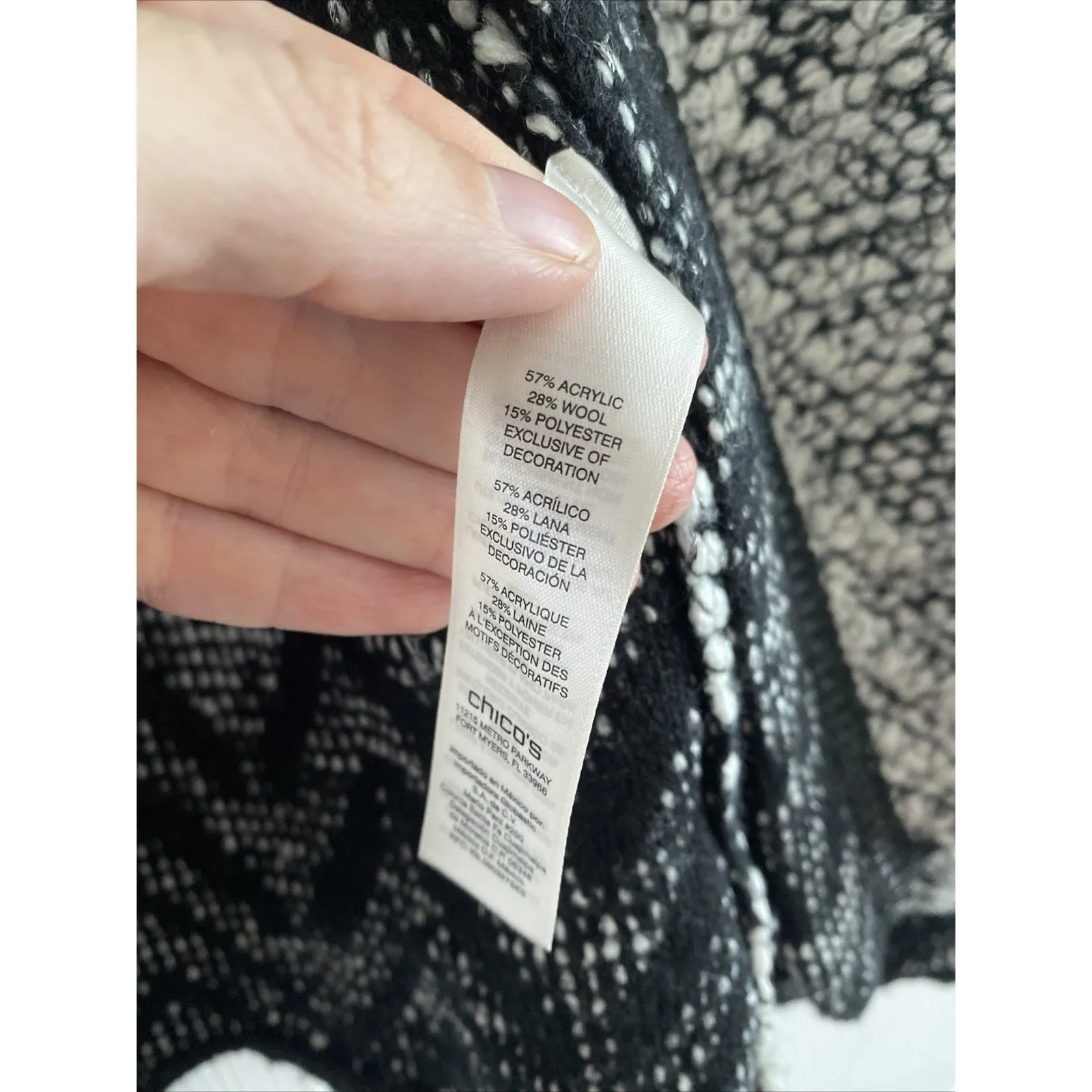 Chicos 1 Womens Medium Wool Blend Leather Embellished Open jacket Corp Career - Image 8