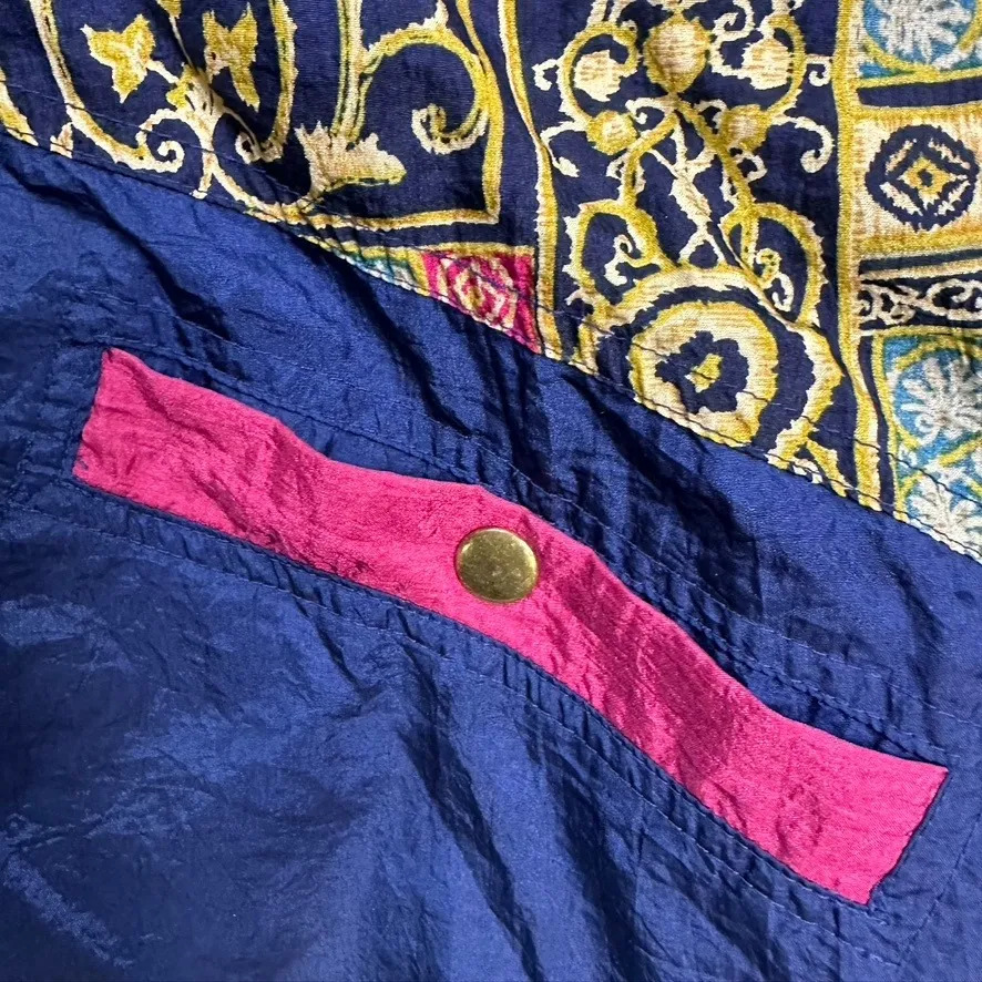 Vintage Active‎ Frontier Windbreaker Jacket Medium 80's 90's Baroque Print Retro Pink - Image 4