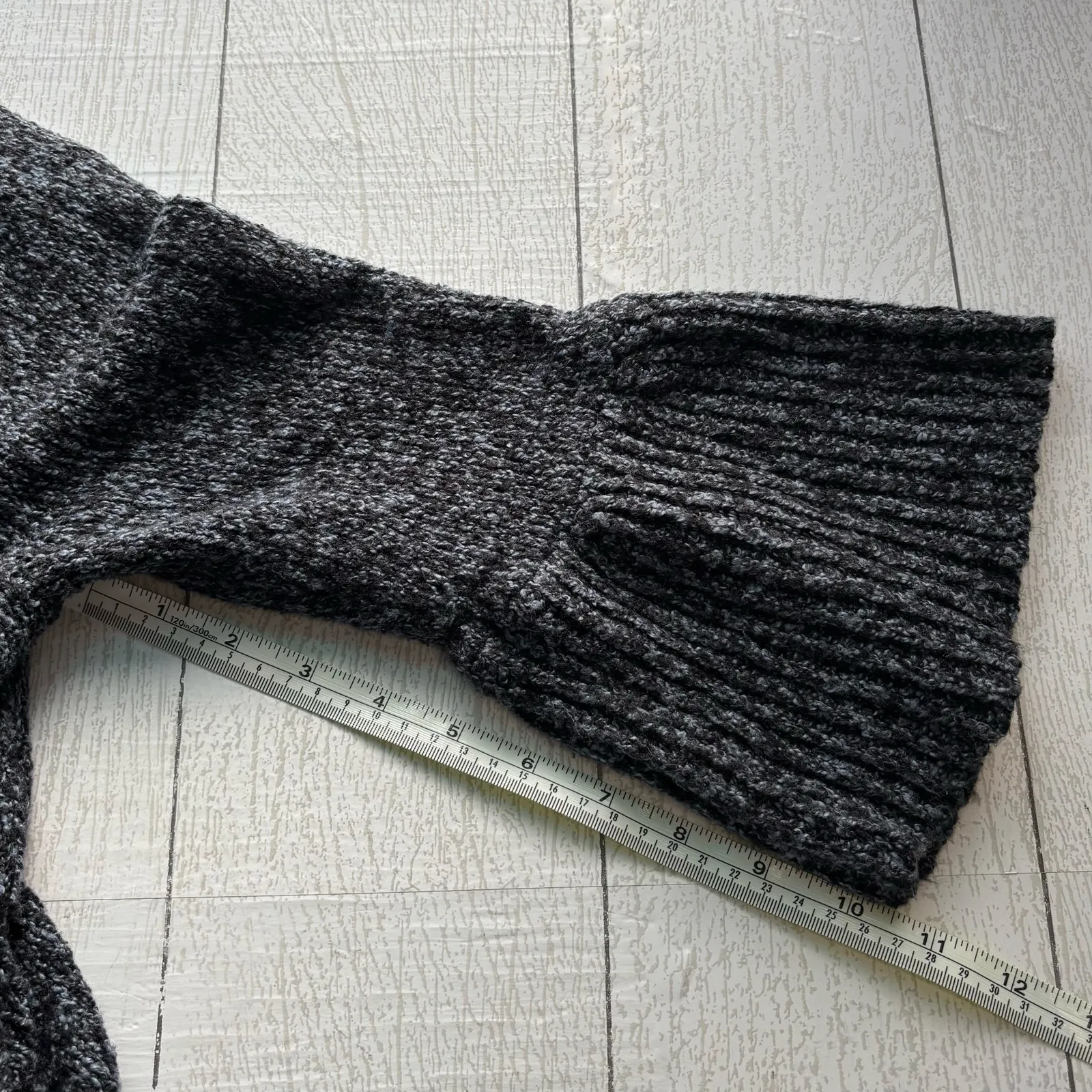 One Girl Who Double Breasted Cardigan Sweater with Bell Sleeves Black - Image 13