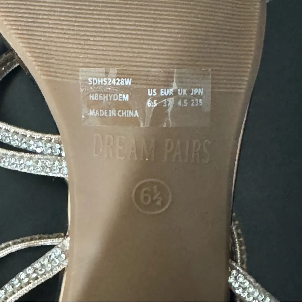 Dream Pairs Heels Block Strappy Square Open Toe Rose Gold Rhinestone Sandals 6.5 - Image 12