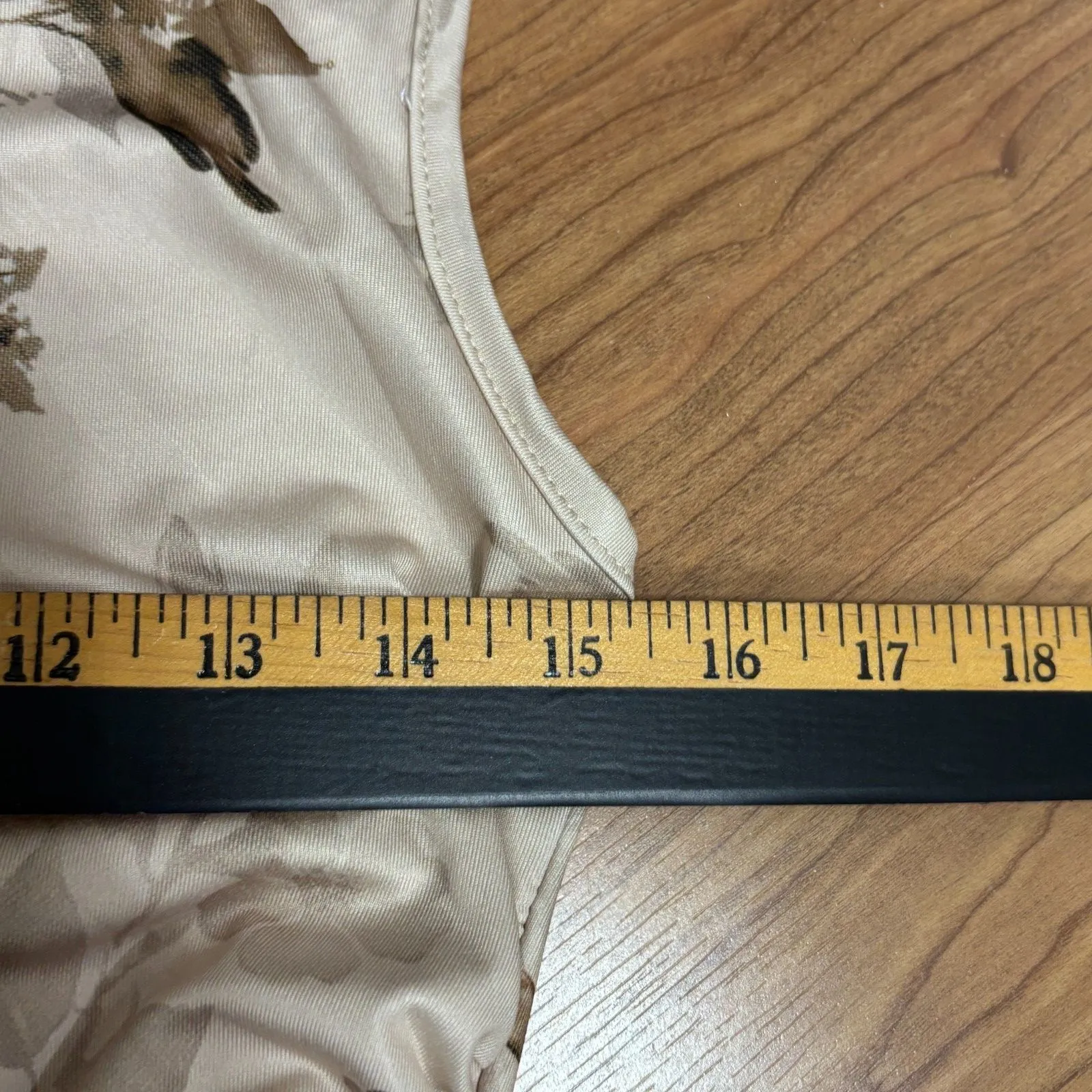 Beige Floral Satin Maxi Long Slip Dress Y2K Vtg - Image 8