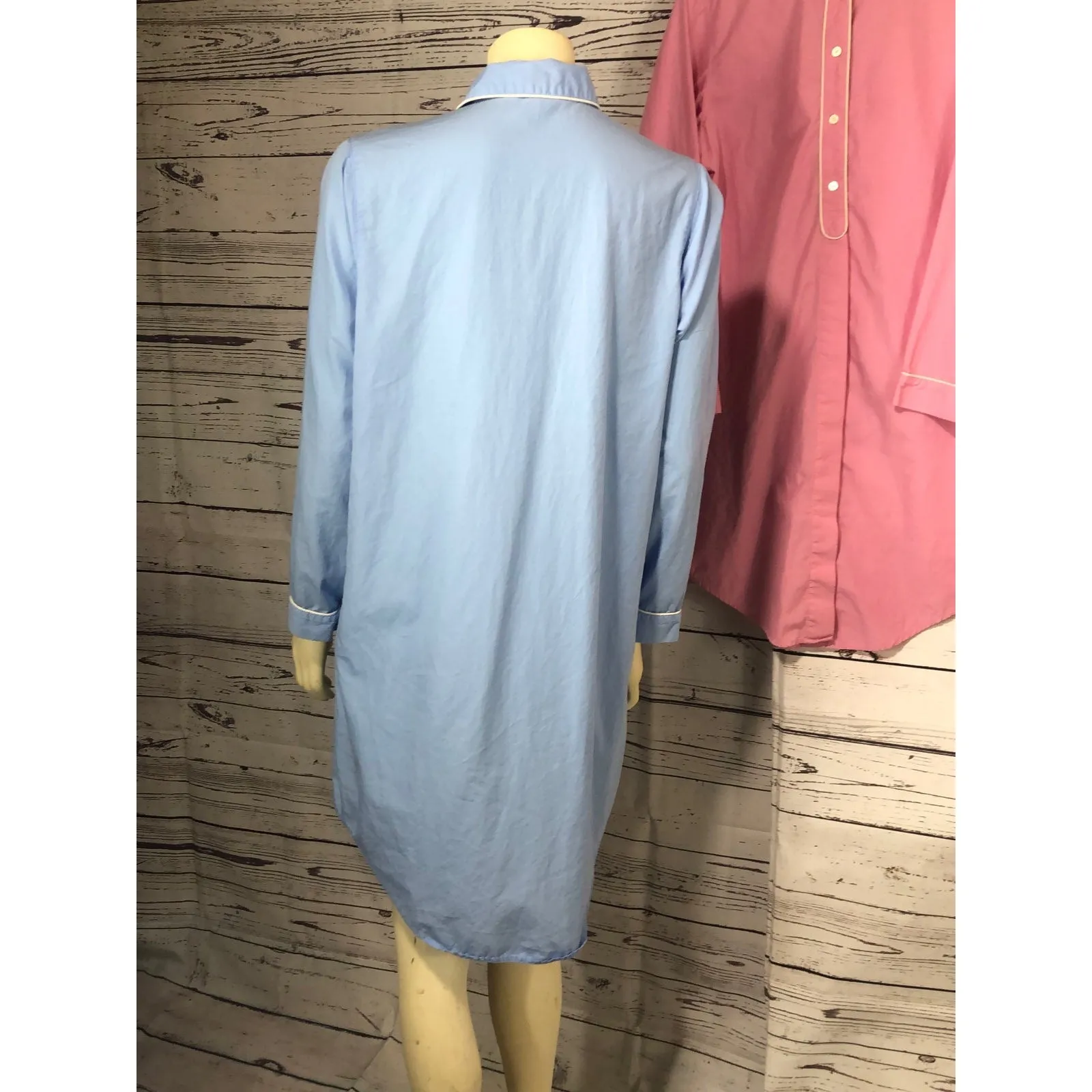 Lands’end cotton night shirt bundle of two in pink & blue both size medium - Image 10