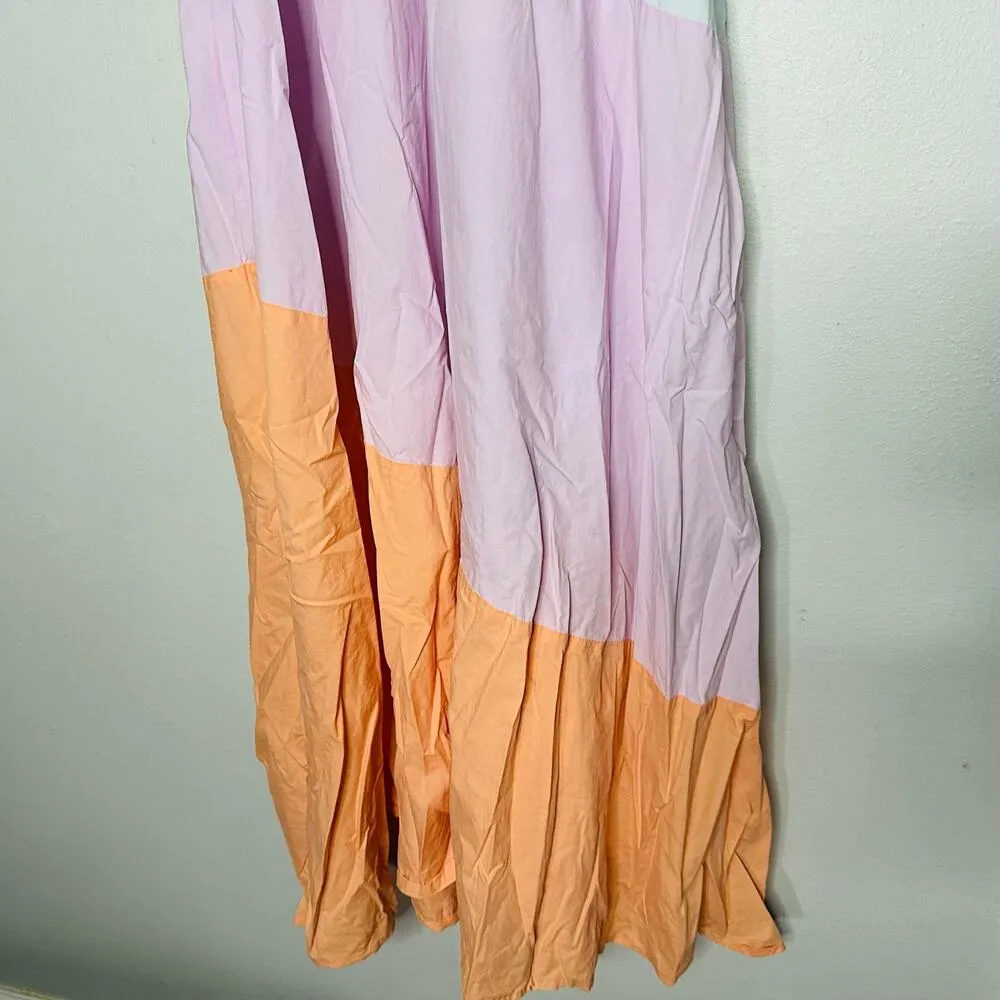 VEDA Summer Pastel Fiesta Orange Colorblock Sleeveless Shift Dress Size Small - Image 6