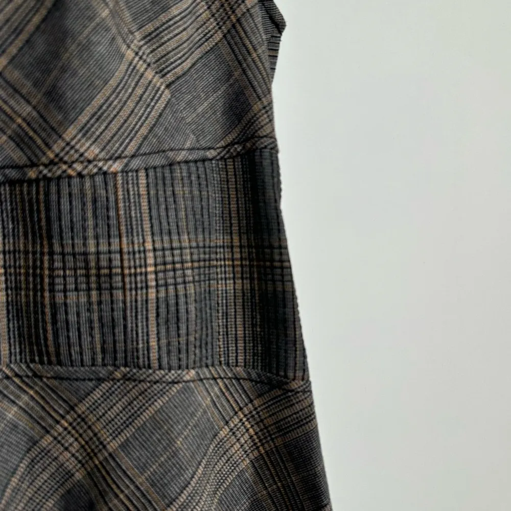 Derek Lam 10 Crosby Grey Plaid Corset Waist Dress size 14 Fit & Flare Sleeveless Gray - Image 5