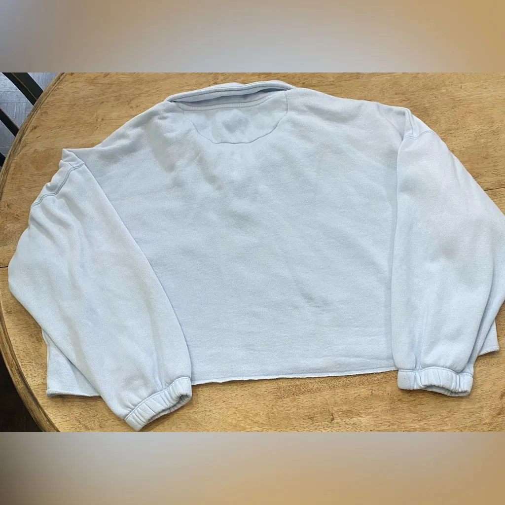 Aerie Fleece Of Mind‎ Women’s Large Sunset Blue Cropped Polo Sweatshirt - Image 8